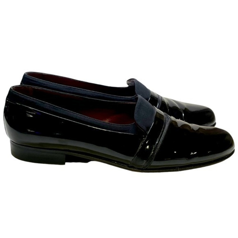 Bally Black Patent Leather Tuxedo Loafers